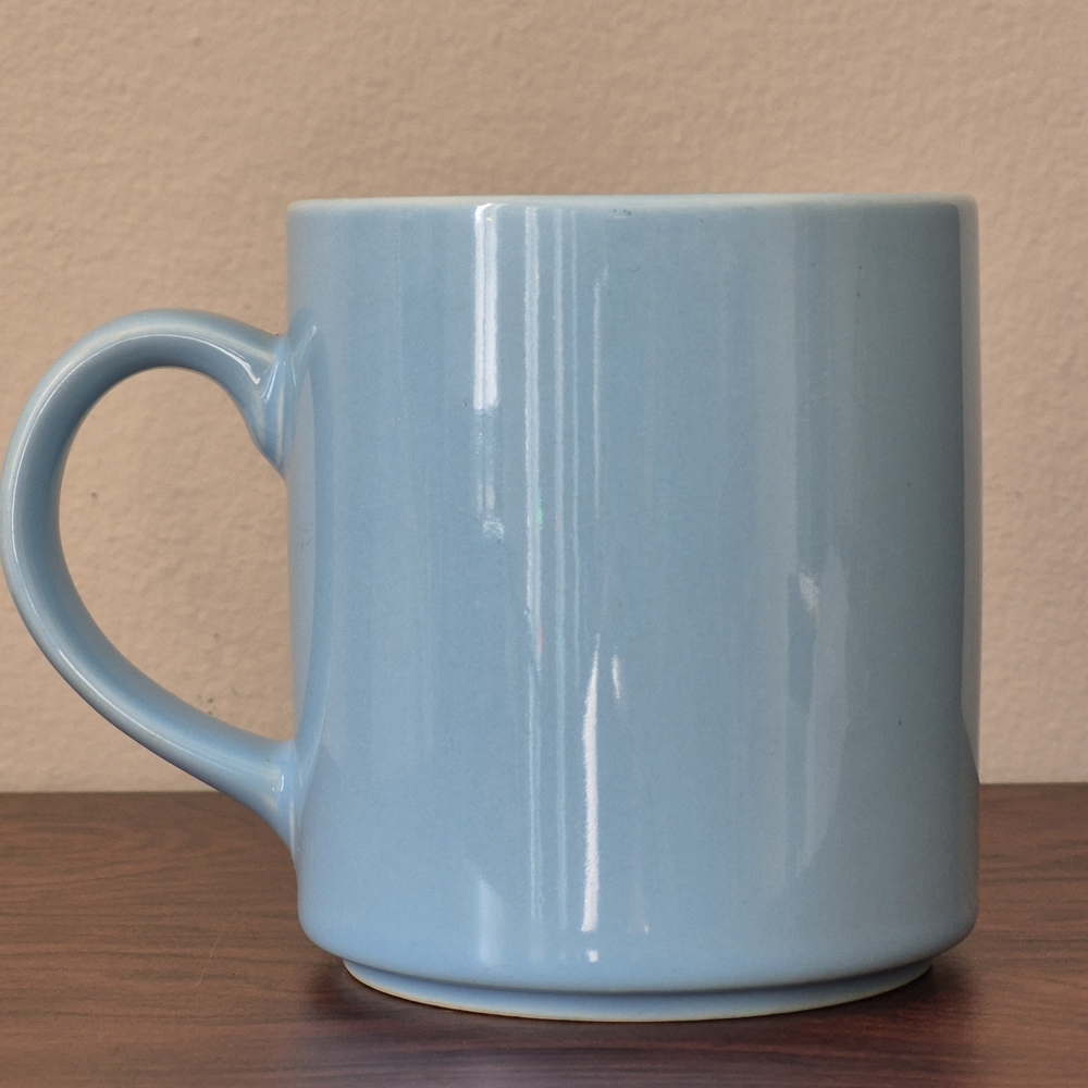 🪻3/$25 Vintage Light Blue Cartoon Face Mug 3D nose funny dizzy humor - Picture 2 of 5